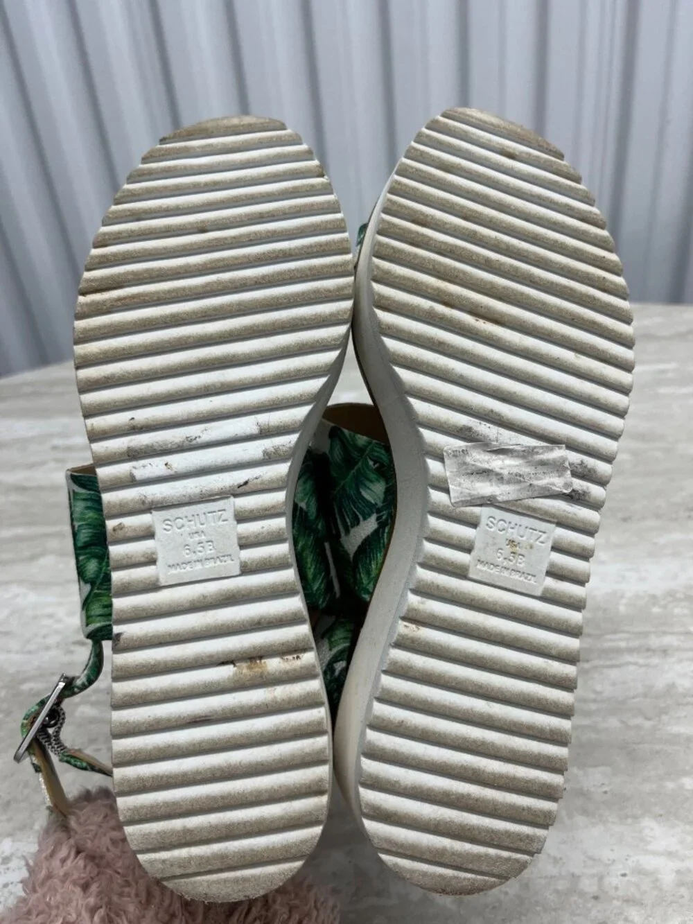 SCHUTZ Palm Leaf Tropical‎ Platform Slingback Wedge Sandals Size 6.5